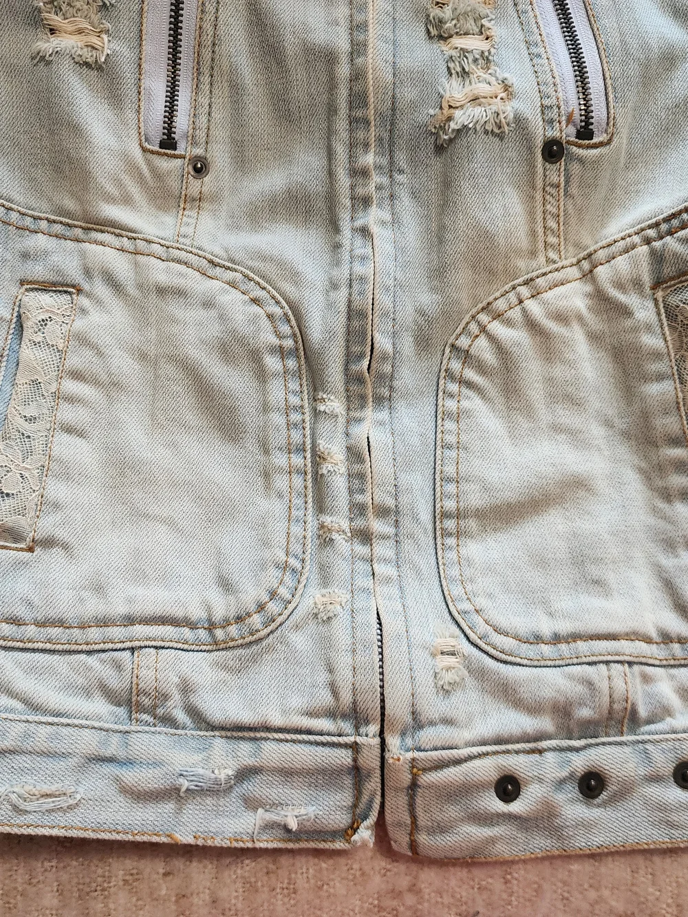 Forever Love Distressed Denim Y2K JacLight Wash Distressed Denim Jacket - Women